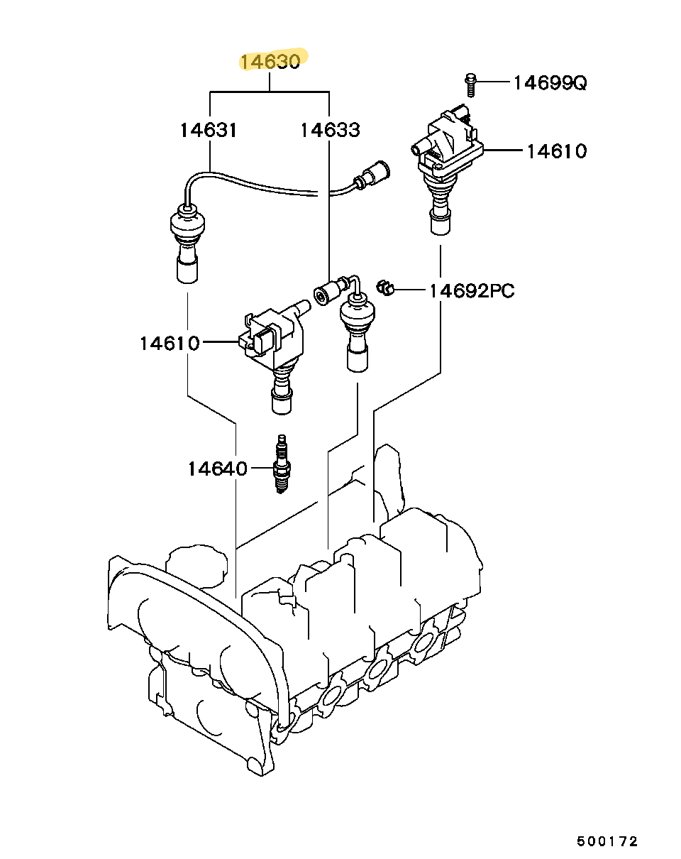 H53A/H58A Pajero Mini spark plug wire set (twin cam only) - Genuine part